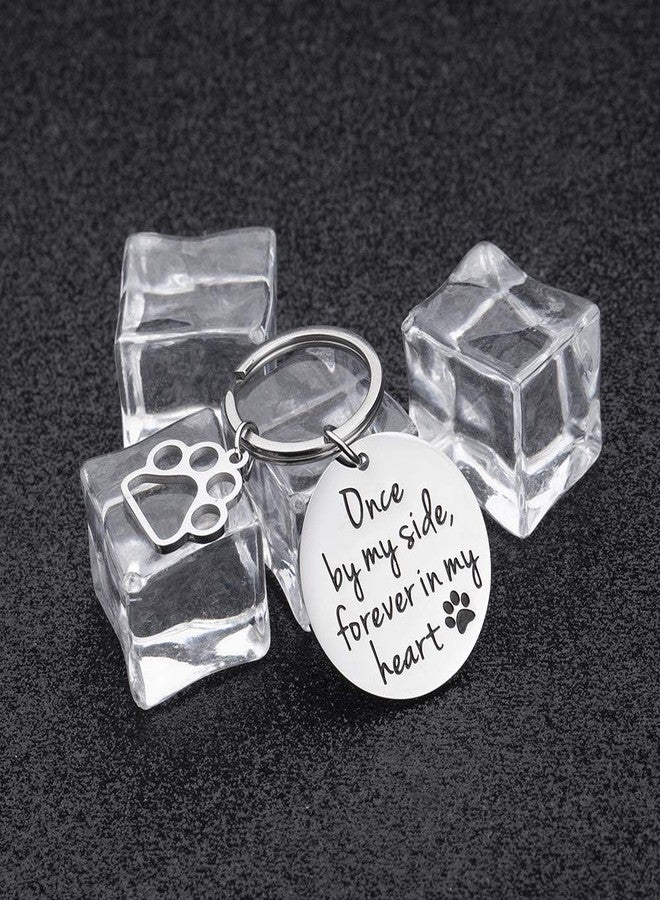 VANLOVEMAC Loss of Pet Memorial Keychain Dog Cat Remembrance Jewelry Pet Sympathy Gift Dog Remembrance for Women Men Once by My Side Forever in My Heart Key Ring - Image 3